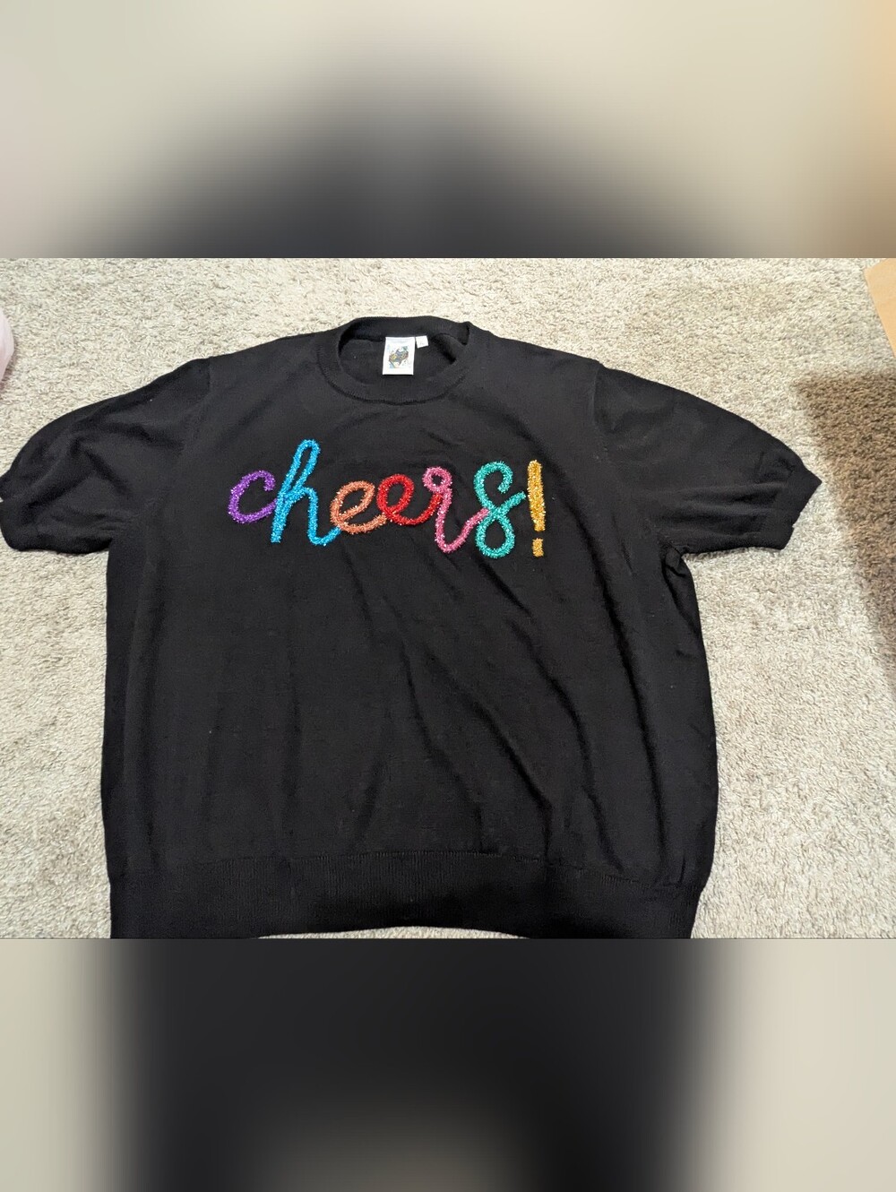 Queen Of Sparkles Cheers Short Sleeve Sweater Top